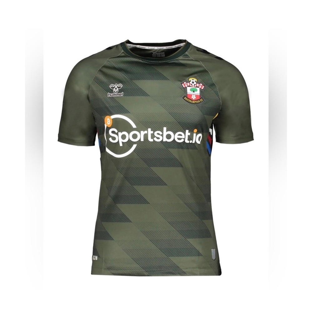 Hummel Southampton FC Olive Green Third Jersey Mens Sportsbet Soccer Shirt US S